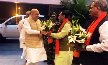 CM Rupani welcome Amit Shah at the Airport